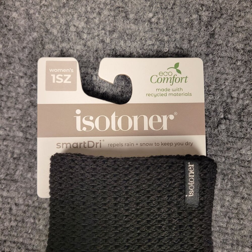 Women's Isotoner Water Repellent Reverse Cable Knit Gloves, Black - Picture 2 of 5